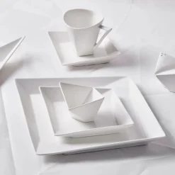 Karaca Origami für 6 Personen Quadrat Frühstücksset und Servierschalen, 26 Teilig, Porzellan Weıß01 Best