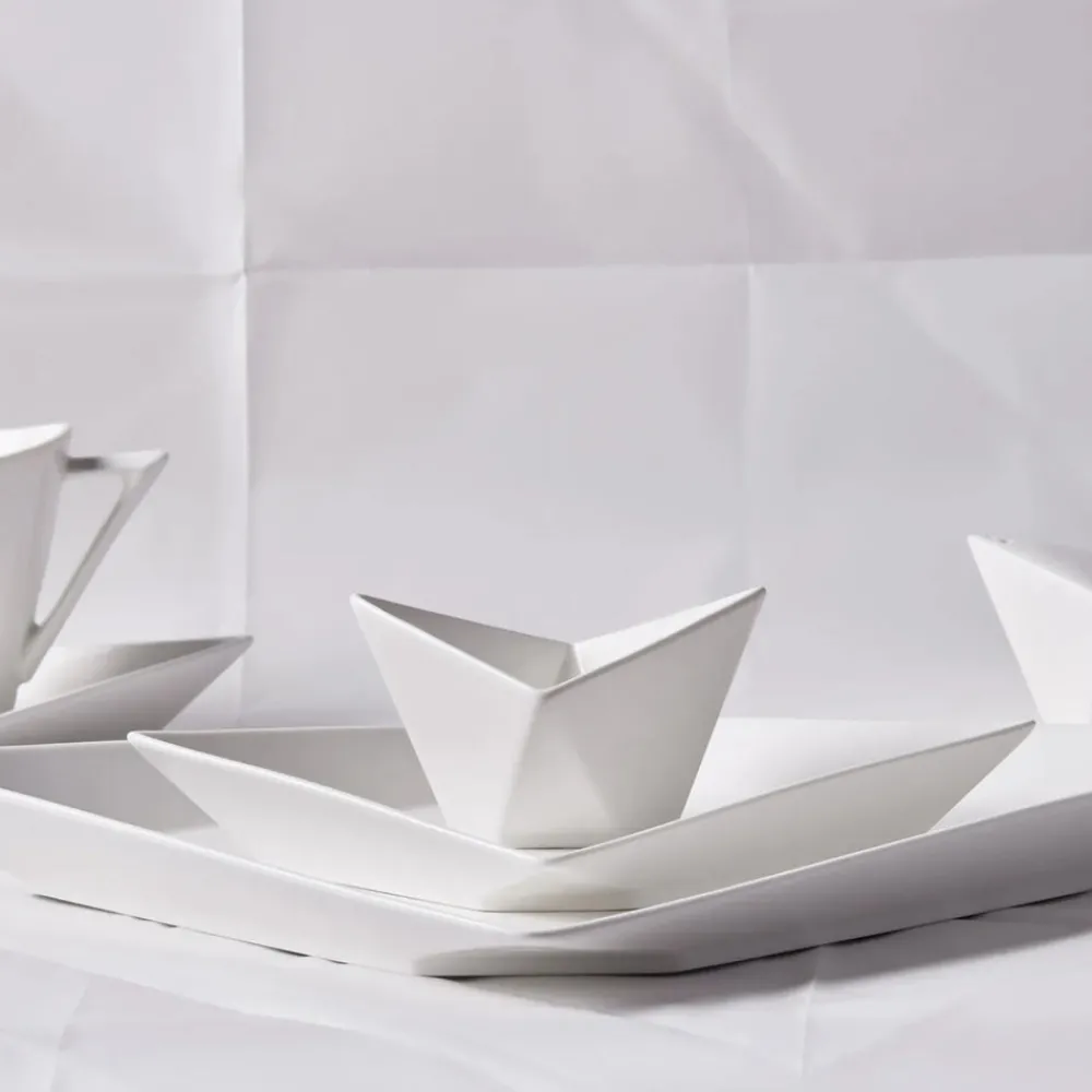 Karaca Origami für 6 Personen Quadrat Frühstücksset und Servierschalen, 26 Teilig, Porzellan Weıß01 Best