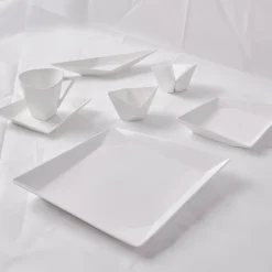 Karaca Origami für 6 Personen Quadrat Frühstücksset und Servierschalen, 26 Teilig, Porzellan Weıß01 Best