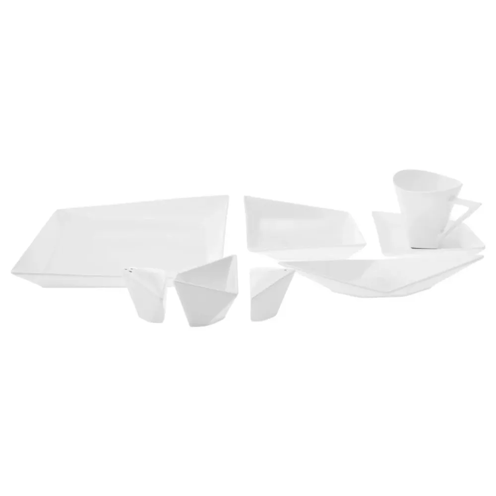 Karaca Origami für 6 Personen Quadrat Frühstücksset und Servierschalen, 26 Teilig, Porzellan Weıß01 Best