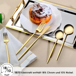 Karaca Orion Gold 6-Personen 30-teiliges Besteckset Glänzend Gold New