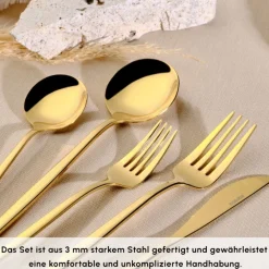 Karaca Orion Gold 6-Personen 30-teiliges Besteckset Glänzend Gold New