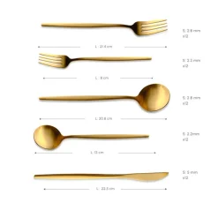Karaca Orion 12-Personen 60-Teiliges Besteckset Matte Gold Hot