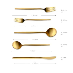 Karaca Orion Mattgold 30-teiliges Besteckset für 6 Personen Matt Gold Discount