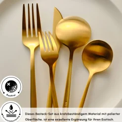 Karaca Orion Mattgold 30-teiliges Besteckset für 6 Personen Matt Gold Discount