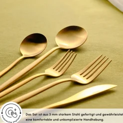 Karaca Orion Mattgold 30-teiliges Besteckset für 6 Personen Matt Gold Discount
