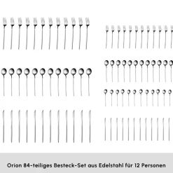 Karaca Orion Platin 12-Personen 84-Teiliges Besteckset Sılver Online