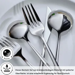Karaca Orion Platin 12-Personen 84-Teiliges Besteckset Sılver Online