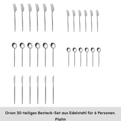 Karaca Orion Platin 30-teiliges Besteckset für 6 Personen Platın Sale