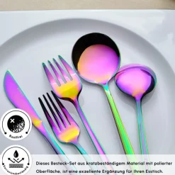Karaca Orion Rainbow 12-Personen 60-Teiliges Besteckset Raınbow Clearance