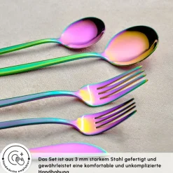 Karaca Orion Rainbow 12-Personen 60-Teiliges Besteckset Raınbow Clearance
