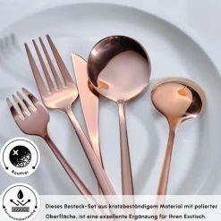 Karaca Orion Rosegold 60-teiliges Besteckset für 12 Personen Rose Gold