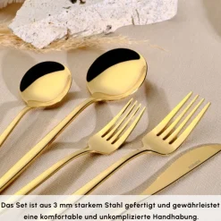 Karaca Orion Shiny Gold 12-Personen 60-Teiliges Besteckset Shıny Gold