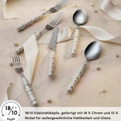 Karaca Pearl 24-teiliges Besteckset Für 6 Personen, Silber Hot