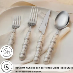 Karaca Pearl 24-teiliges Besteckset Für 6 Personen, Silber Hot