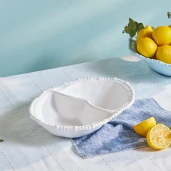 Karaca Perla Melamin Snackschale mit Fächern Oval 33 cm Weiß Weıß01 Hot