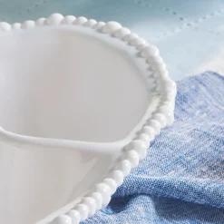 Karaca Perla Melamin Snackschale mit Fächern Oval 33 cm Weiß Weıß01 Hot
