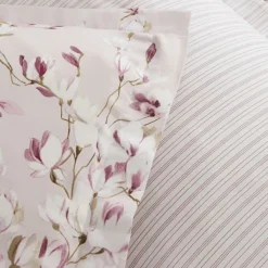 Karaca Pesla Bettwäsche-Set aus 100 % Baumwoll-Satin, Doppelbett, Rosa Discount
