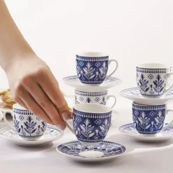 Karaca Peyker Kaffeetassen-Set für 6 Personen, 85 ml Blau01 Best