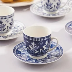 Karaca Peyker Kaffeetassen-Set für 6 Personen, 85 ml Blau01 Best