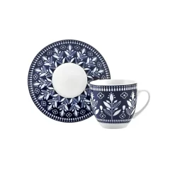 Karaca Peyker Kaffeetassen-Set für 6 Personen, 85 ml Blau01 Best