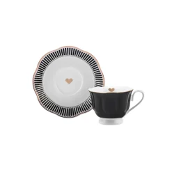 Karaca Piraye Kaffeetassen-Set für 6 Personen, 80 ml Schwarz01 New