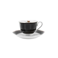 Karaca Piraye Kaffeetassen-Set für 6 Personen, 80 ml Schwarz01 New