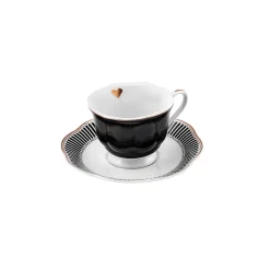 Karaca Piraye Kaffeetassen-Set für 6 Personen, 80 ml Schwarz01 New