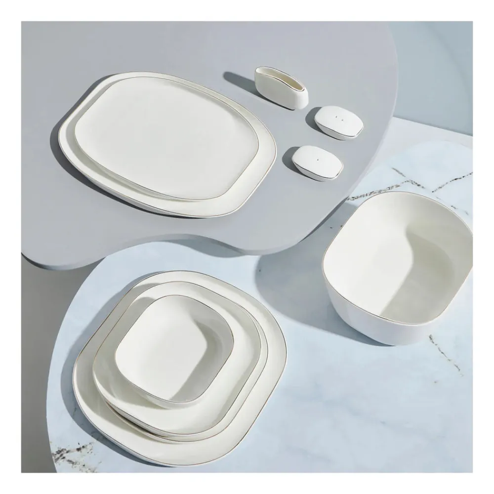 Karaca Plato für 12 Personen Geschirrset, 59 Teilig, New Generation Bone Gold Outlet