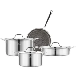 Karaca 3Ply Edelstahl Sparkle 7-teiliges Antihaft-Induktions-Kochgeschirr-Set, Silber Sılber01 Discount