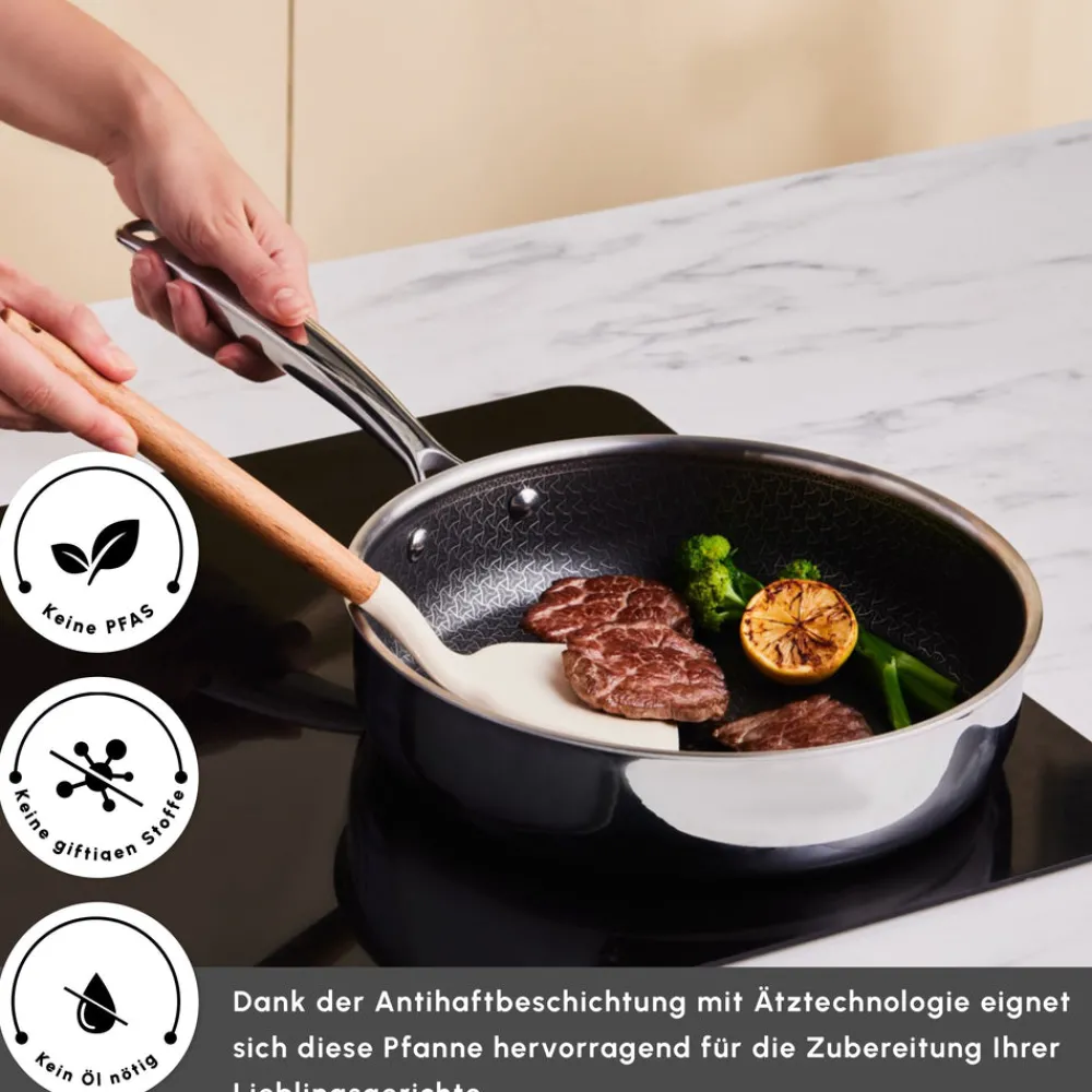 Karaca 3Ply Edelstahl Sparkle 7-teiliges Antihaft-Induktions-Kochgeschirr-Set, Silber Sılber01 Discount
