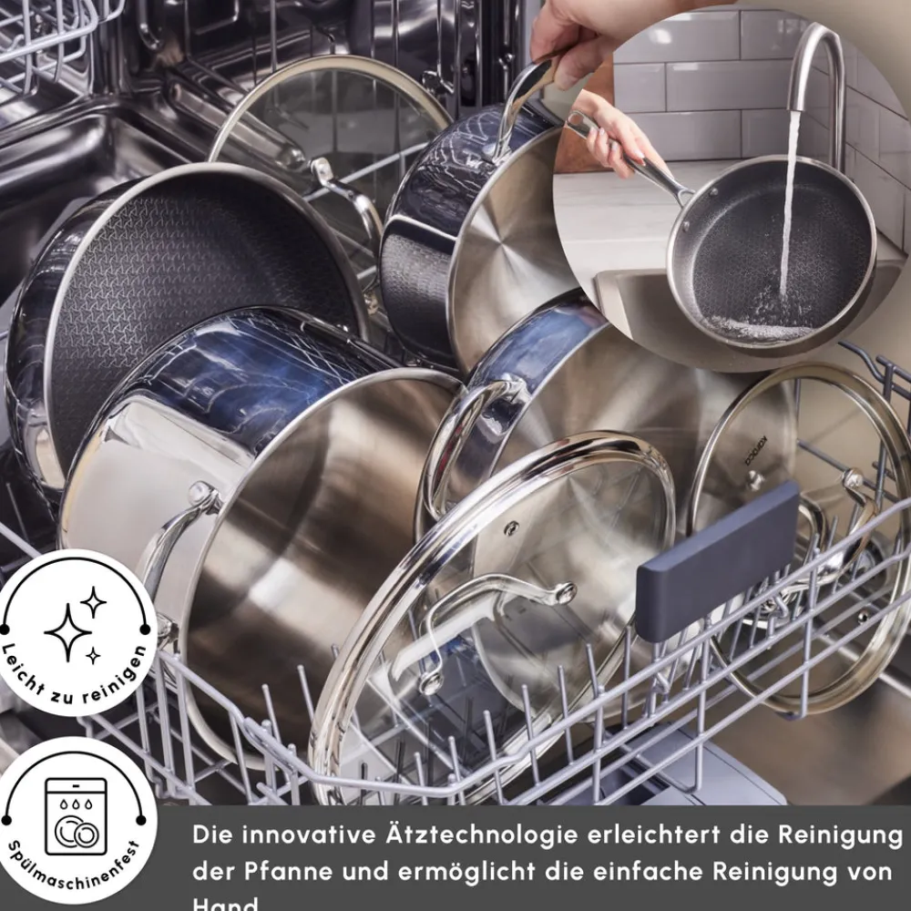Karaca 3Ply Edelstahl Sparkle 7-teiliges Antihaft-Induktions-Kochgeschirr-Set, Silber Sılber01 Discount