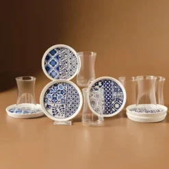 Karaca Portela 12-teiliges Türkisches Teeset aus Bone China für 6 Personen, 170 ml, Mehrfarbig Best