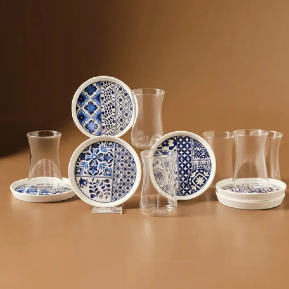 Karaca Portela 12-teiliges Türkisches Teeset aus Bone China für 6 Personen, 170 ml, Mehrfarbig Best