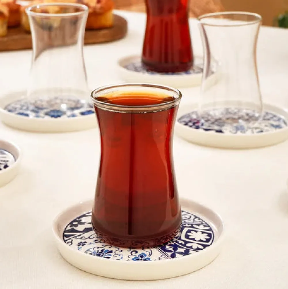 Karaca Portela 12-teiliges Türkisches Teeset aus Bone China für 6 Personen, 170 ml, Mehrfarbig Best