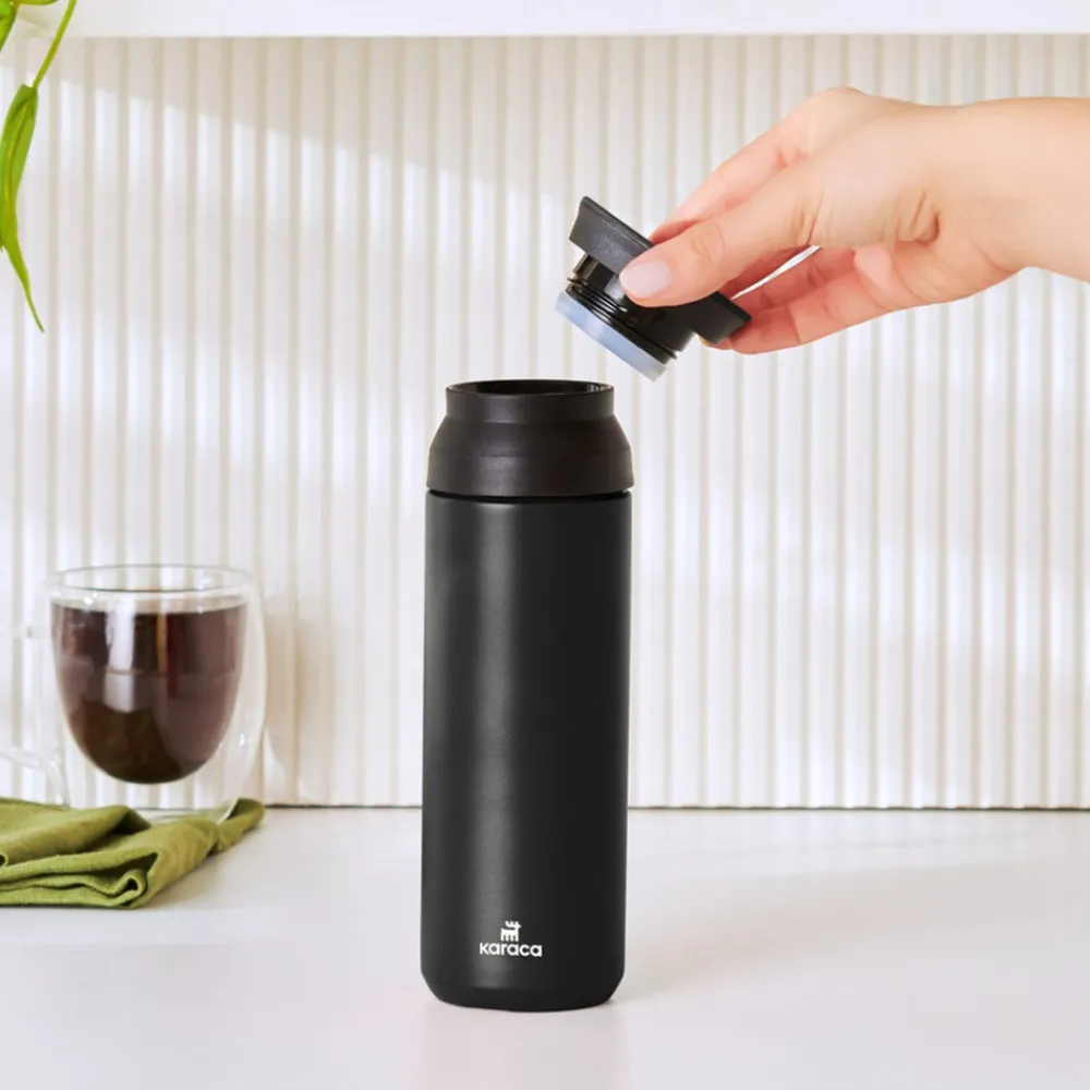 Karaca Rainbow Steel Auslaufsichere Thermoskanne 500 Ml Schwarz Schwarz01 Hot