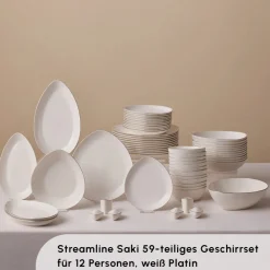 Karaca Red Carpet Collection Streamline Saki Platin 59-teiliges Geschirrset für 12 Personen Platın Best