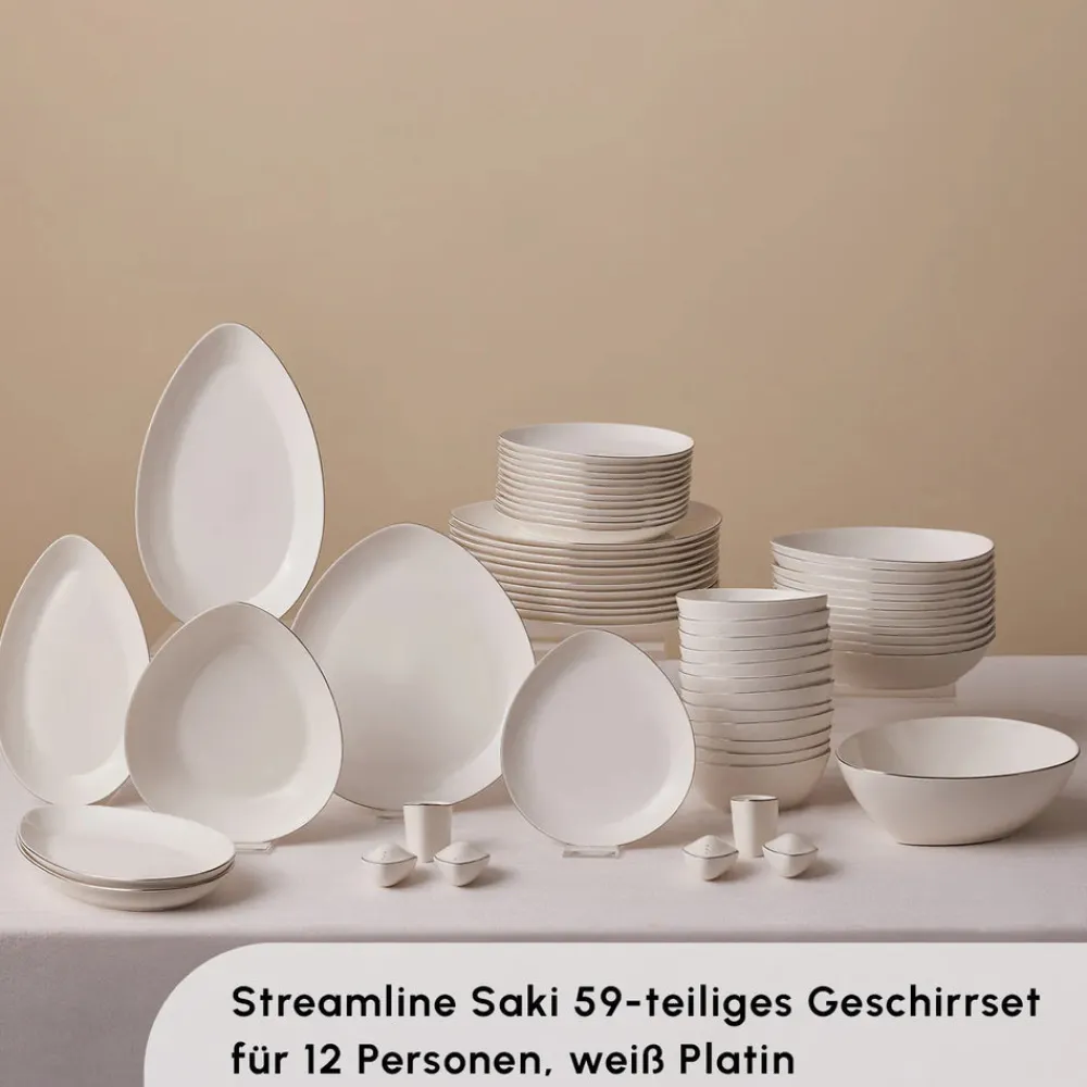 Karaca Red Carpet Collection Streamline Saki Platin 59-teiliges Geschirrset für 12 Personen Platın Best