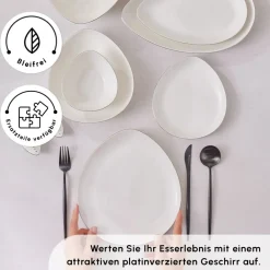 Karaca Red Carpet Collection Streamline Saki Platin 59-teiliges Geschirrset für 12 Personen Platın Best