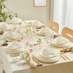 Karaca Red Carpet Collection Stream Bone Merope 53-teiliges 12-Personen Geschirrset Gold Hot