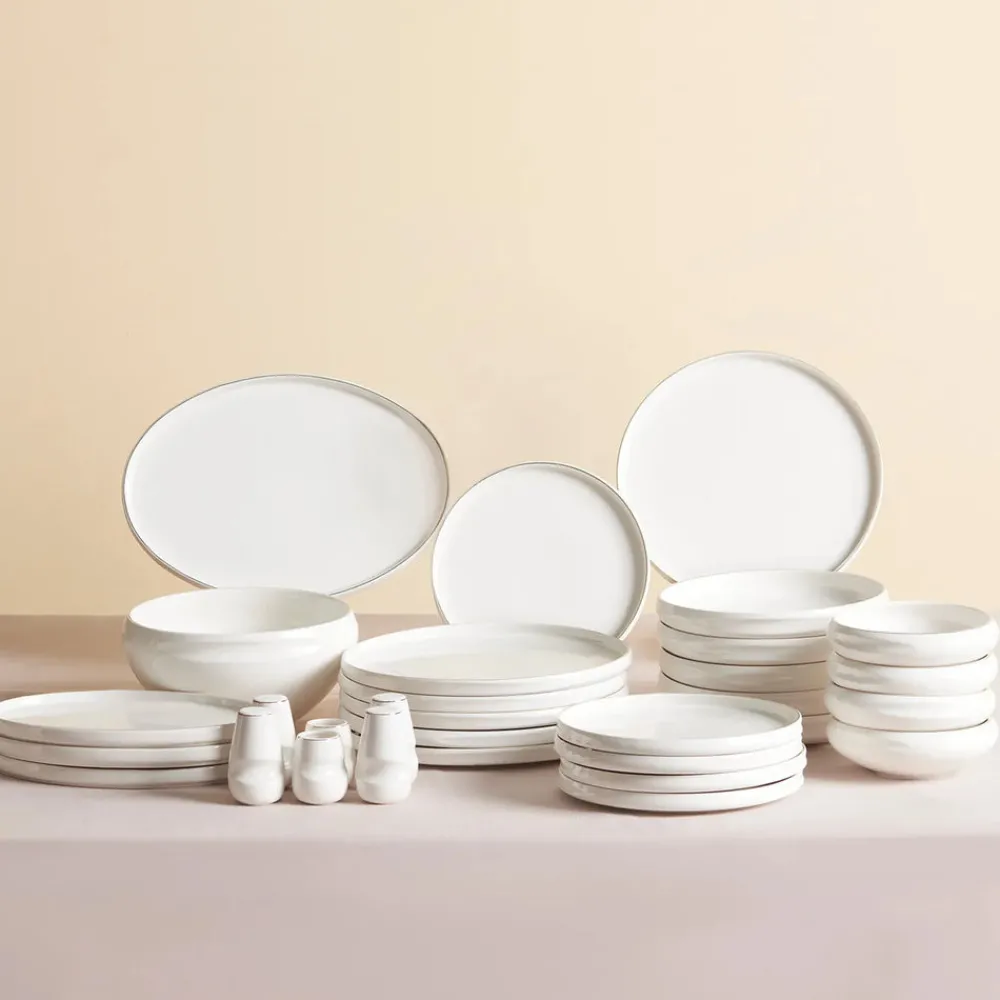 Karaca Red Carpet Collection Streamline New Sunset für 12 Personen Geschirrset, 59 Teilig, New Generation Bone Gold Best
