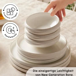 Karaca Red Carpet Collection Streamline New Sunset für 12 Personen Geschirrset, 59 Teilig, New Generation Bone Gold Best