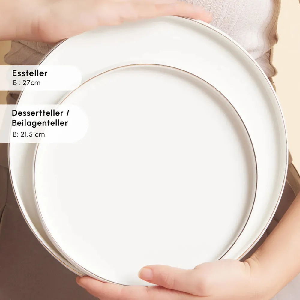 Karaca Red Carpet Collection Streamline New Sunset für 12 Personen Geschirrset, 59 Teilig, New Generation Bone Gold Best