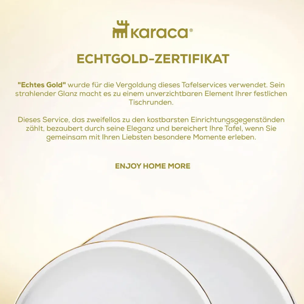 Karaca Red Carpet Collection Streamline New Sunset für 12 Personen Geschirrset, 59 Teilig, New Generation Bone Gold Best