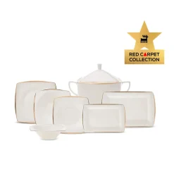 Karaca Red Carpet Collection Fine Pearl Agate 12 Personen Geschirrset, 62 Teilig Gold Hot