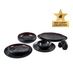 Karaca Red Carpet Collection Streamline Galactic Stoneware Geschirrset 12 Personen Schwarz, 59 Teilig Schwarz01 Best
