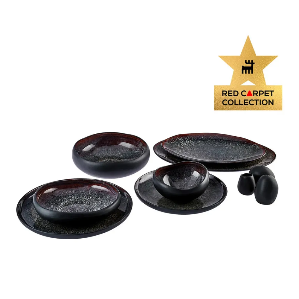 Karaca Red Carpet Collection Streamline Galactic Stoneware Geschirrset 12 Personen Schwarz, 59 Teilig Schwarz01 Best