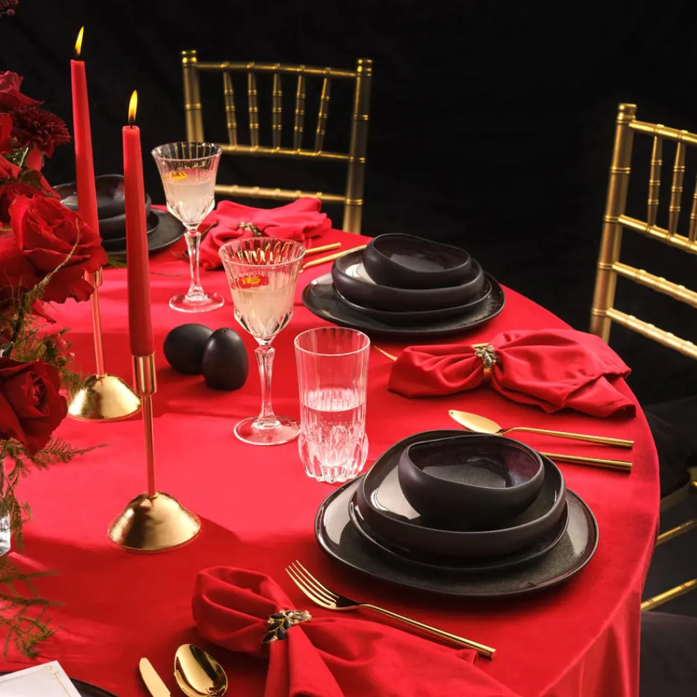 Karaca Red Carpet Collection Streamline Galactic Stoneware Geschirrset 12 Personen Schwarz, 59 Teilig Schwarz01 Best