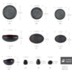 Karaca Red Carpet Collection Streamline Galactic Stoneware Geschirrset 12 Personen Schwarz, 59 Teilig Schwarz01 Best