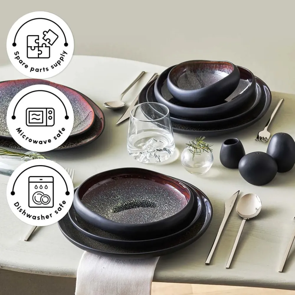 Karaca Red Carpet Collection Streamline Galactic Stoneware Geschirrset 12 Personen Schwarz, 59 Teilig Schwarz01 Best
